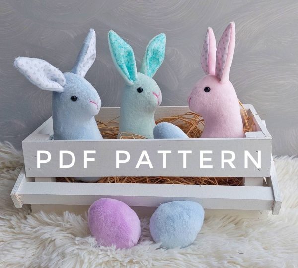 2-in-1 Easter bunny and egg pdf pattern sewing pdf tutorial cute stuffed rabbit pattern easy pattern easter home decor peeps bunny decor - Image 2