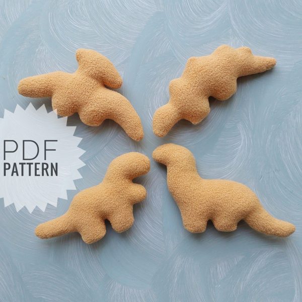 Easy Dino chicken nuggets Pdf pattern sewing tutorial cute stuffed dinosaur pattern dino gecor