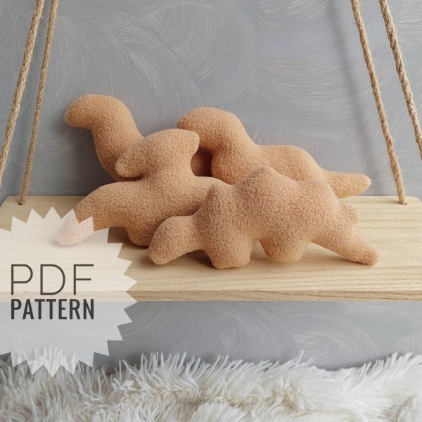 Easy Dino chicken nuggets Pdf pattern sewing tutorial cute stuffed dinosaur pattern dino gecor - Image 2