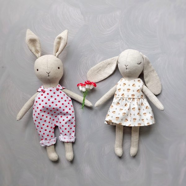 2 in 1 stuffed bunny with clothes pdf pattern and tutorial, rabbit pattern, eco toy, stuffed animal pattern, rag doll pdf, easy pattern - Image 7