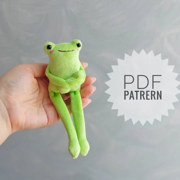 Cute decor frog Pdf pattern leggy frog sewing tutorial stuffed frog pattern easy pattern plushie pattern - Image 2