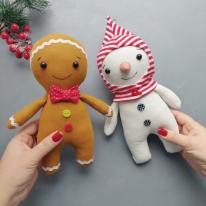Gingerbread man&snowman pattern and tutorial, Christmas pattern, toy sewing pattern, stuffed doll pattern, easy pattern