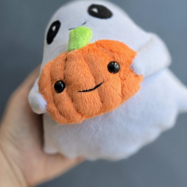 Ghost with pumpkin sewing pattern, 6 inches ghost pattern, funny halloween stuffed toy, halloween plushie, handmade halloween - Image 6