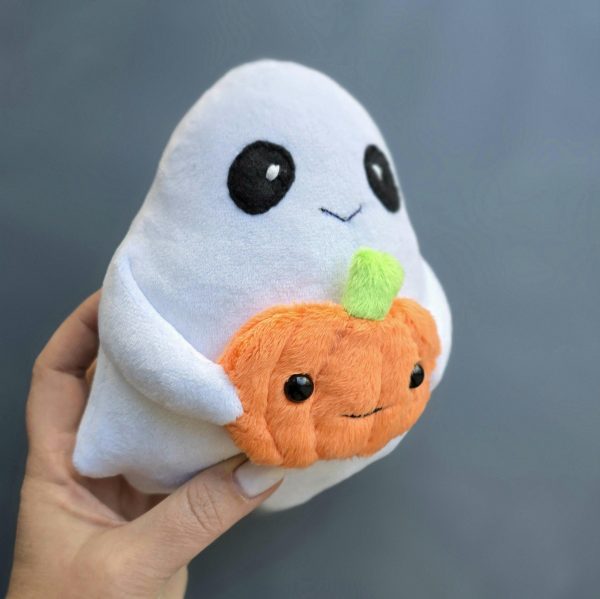Ghost with pumpkin sewing pattern, 6 inches ghost pattern, funny halloween stuffed toy, halloween plushie, handmade halloween - Image 4