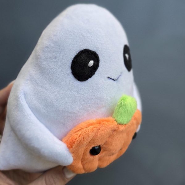 Ghost with pumpkin sewing pattern, 6 inches ghost pattern, funny halloween stuffed toy, halloween plushie, handmade halloween - Image 3