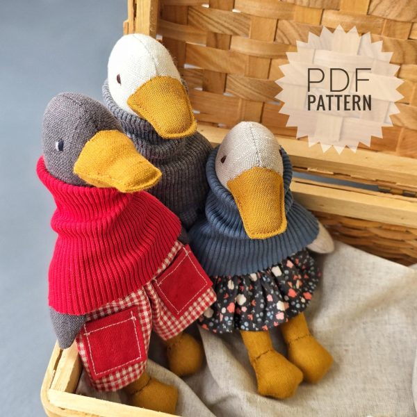 Goose pattern and tutorial, geese with clothes pattern, eco toy sewing pattern, stuffed animal pattern, easy pattern