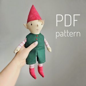 Christmas Elf pattern and tutorial, 12" Elf pattern, toy sewing pattern, stuffed doll pattern, easy pattern